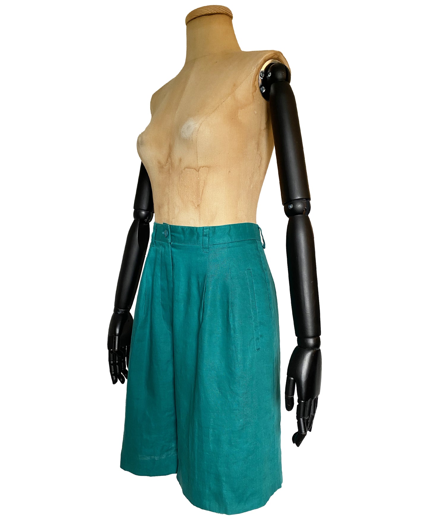 1980s does 1940s Green Linen Shorts (S)
