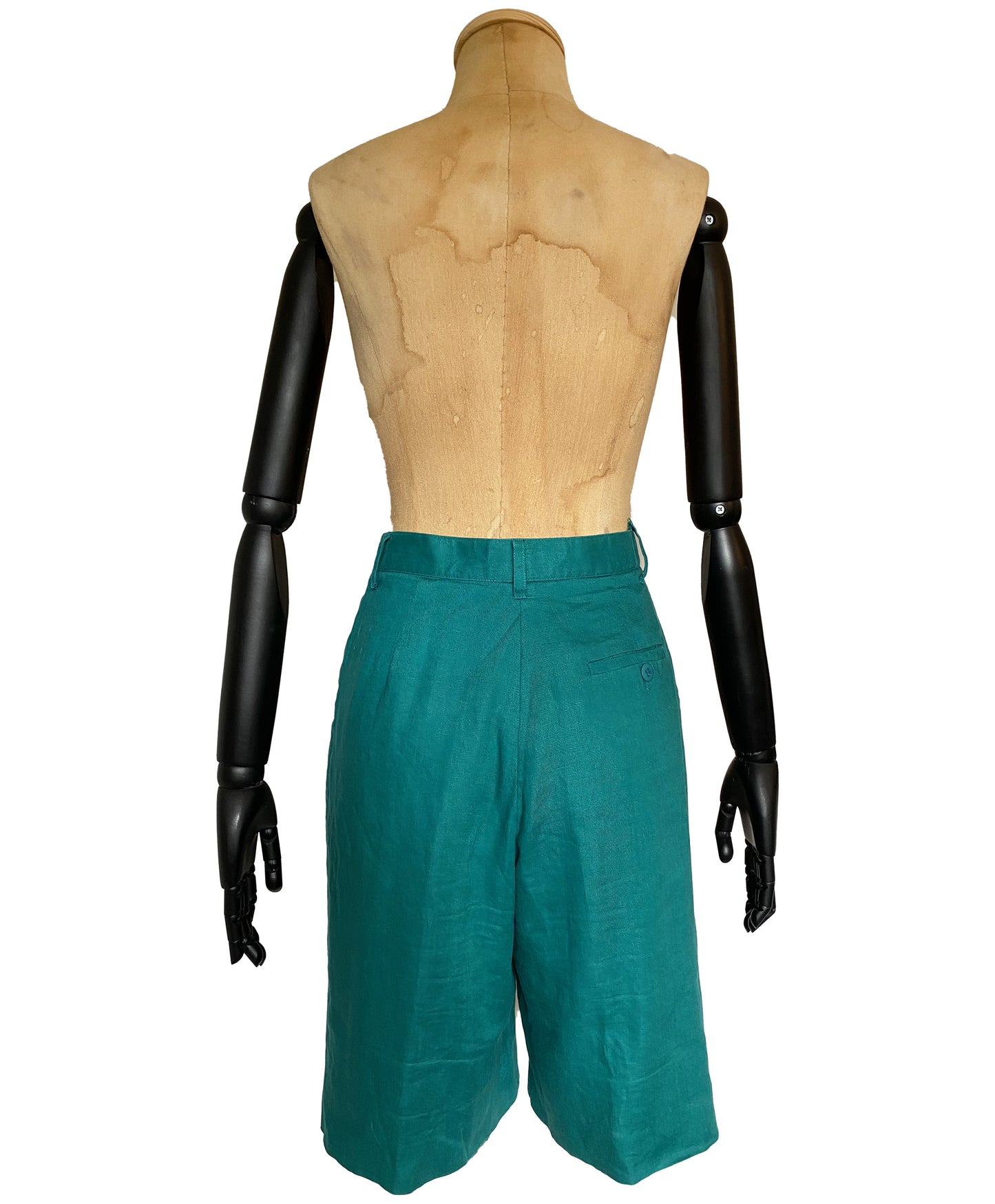 1980s does 1940s Green Linen Shorts (S)