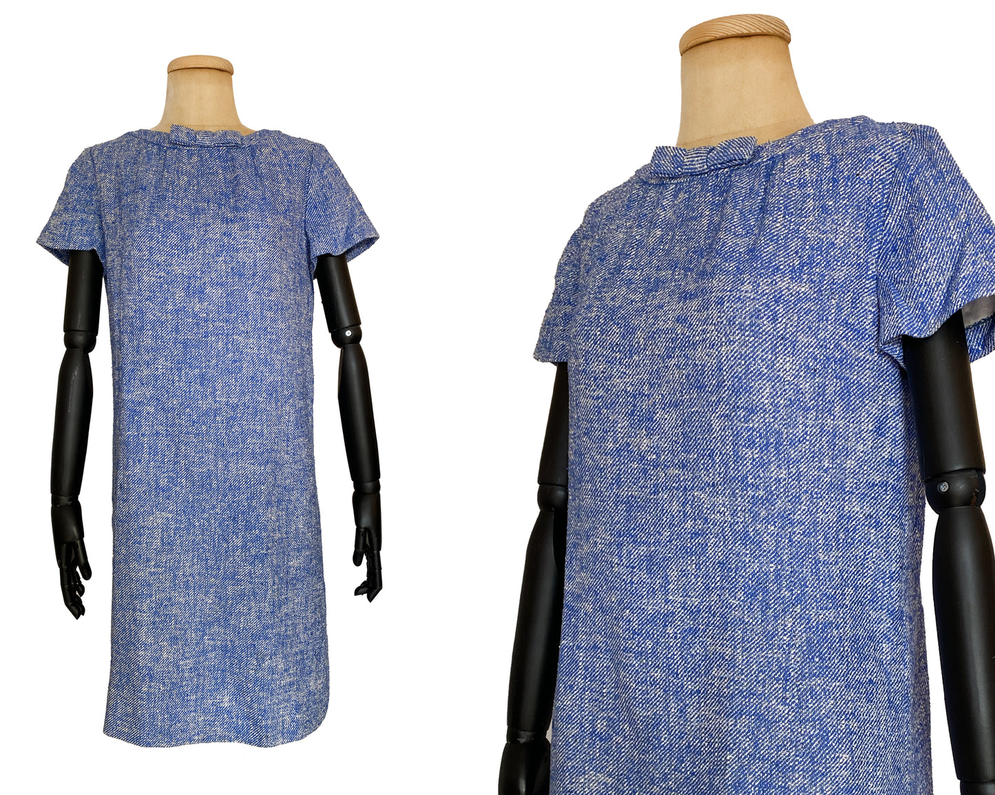 1960s Blue Twill Shift Dress (L-XL)