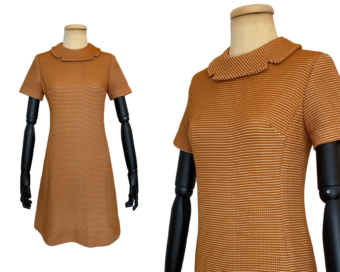 1960s Orange High-Collar Mod Dress (M)
