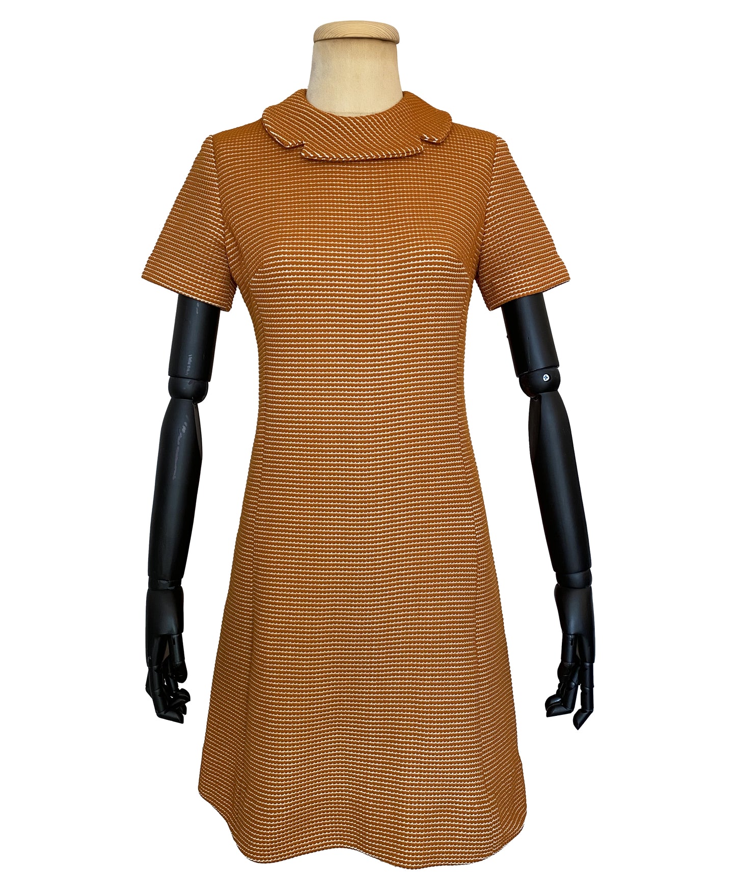 1960s Orange High-Collar Mod Dress (M)