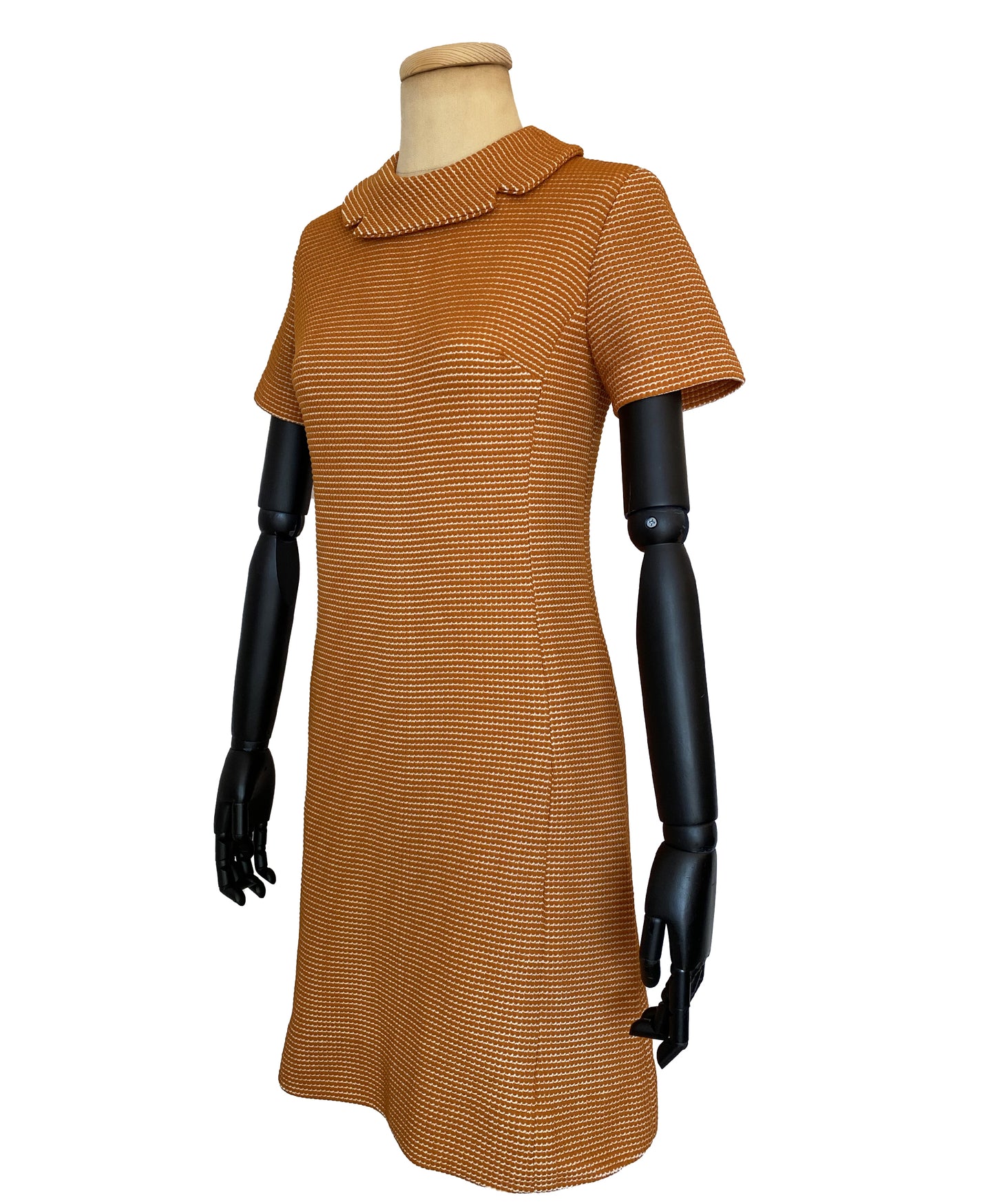 1960s Orange High-Collar Mod Dress (M)