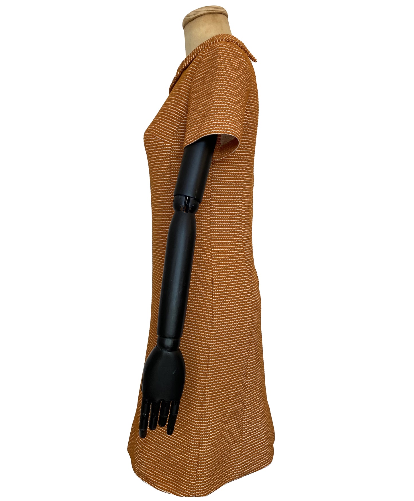 1960s Orange High-Collar Mod Dress (M)