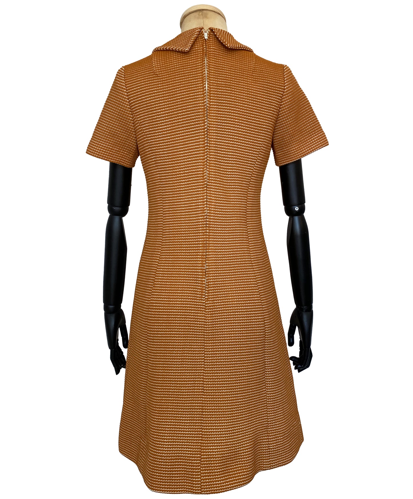 1960s Orange High-Collar Mod Dress (M)