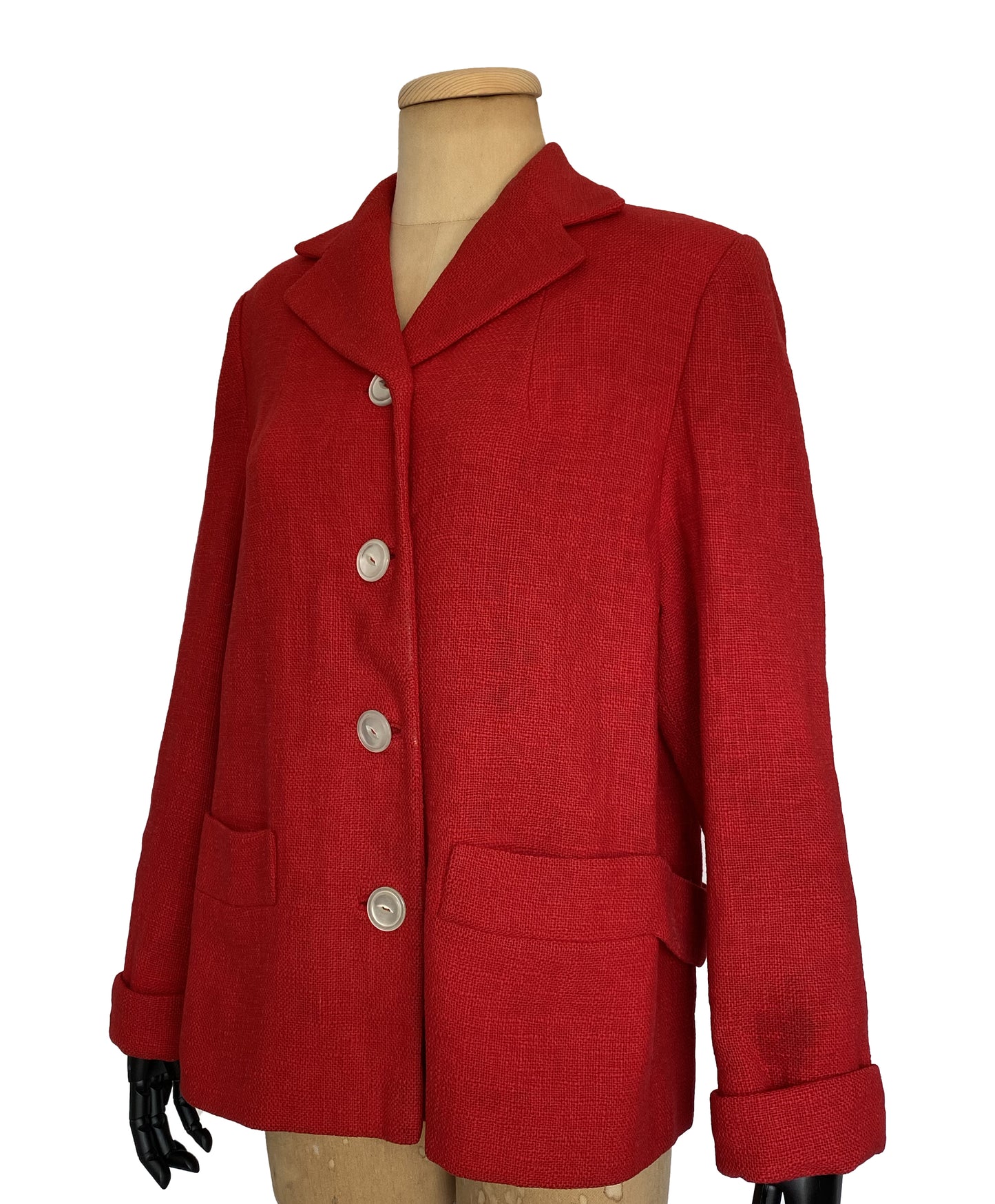 1980s Boxy Tailored Red Blazer (L)