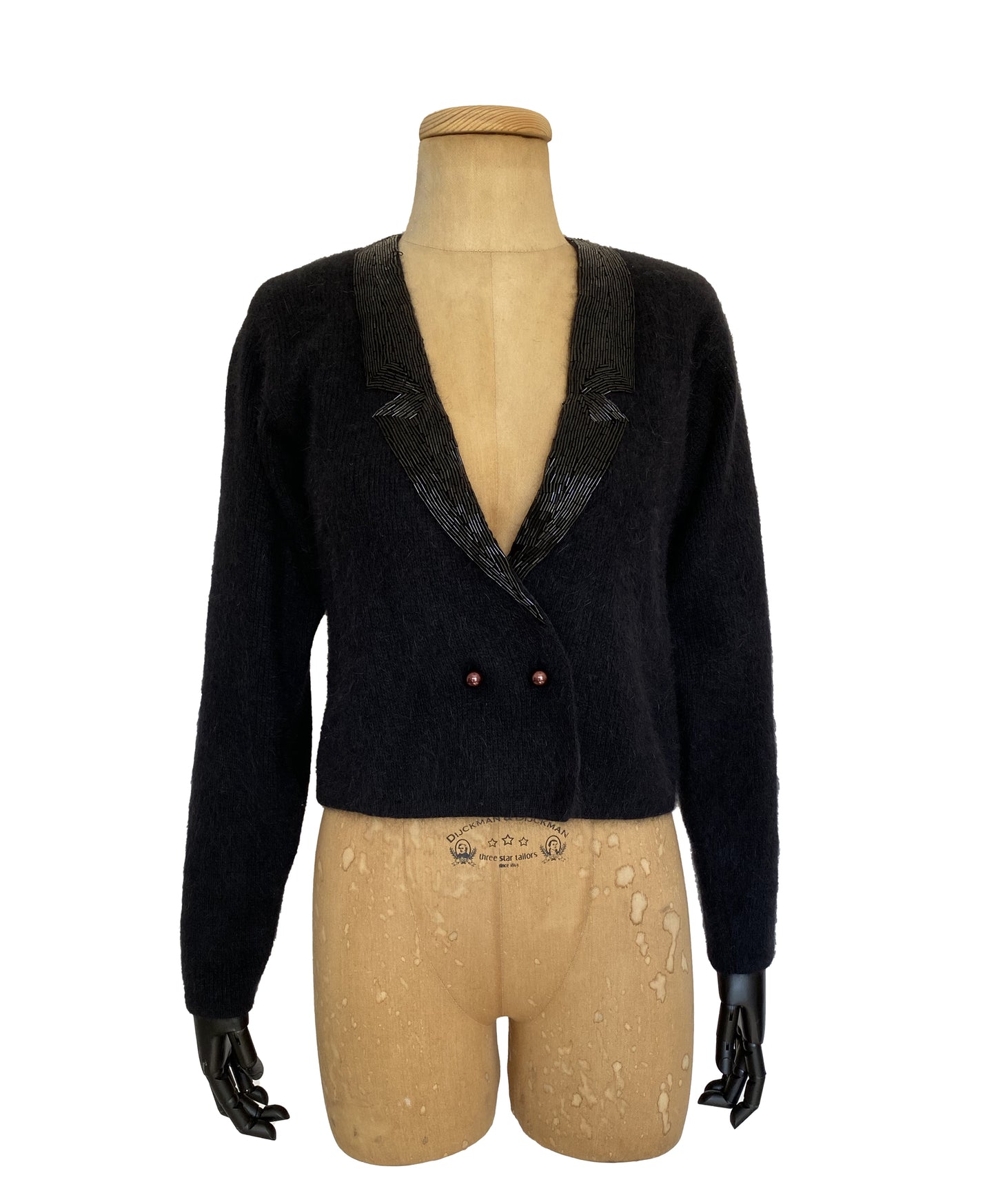 1990s Beaded Angora Cardigan (XS-S)