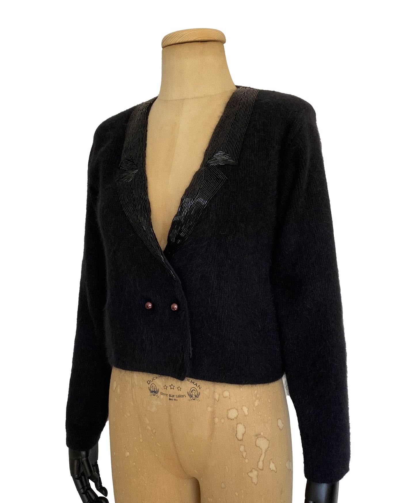 1990s Beaded Angora Cardigan (XS-S)