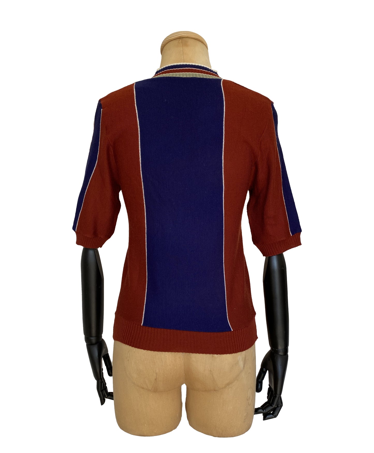 1970s Knitted V-neck Short Sleeve Top (XS)