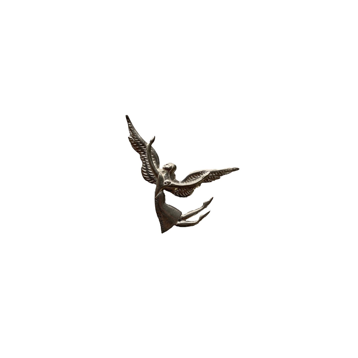 1960s Mid-Century Flying Angel Silver Brooch