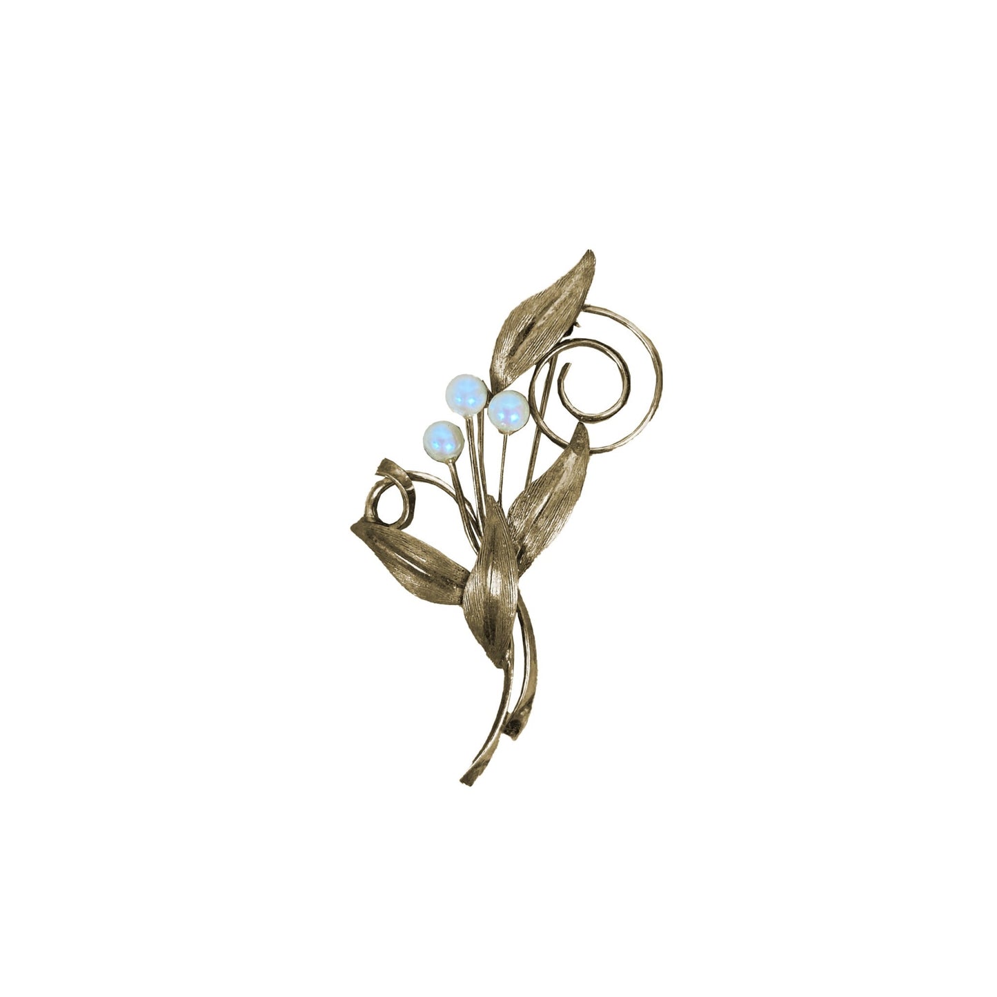 1960s Mid-Century Floral Gold Tone Brooch