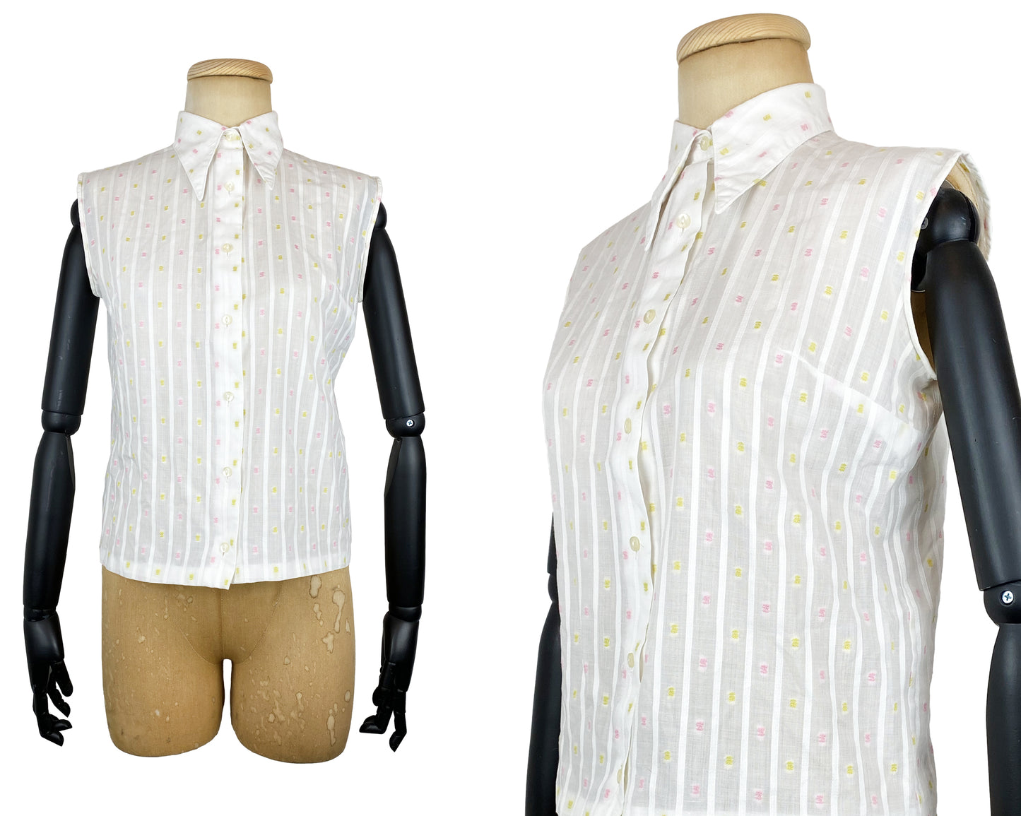 1960s Embroidered Cotton Sleeveless Shirt (S)