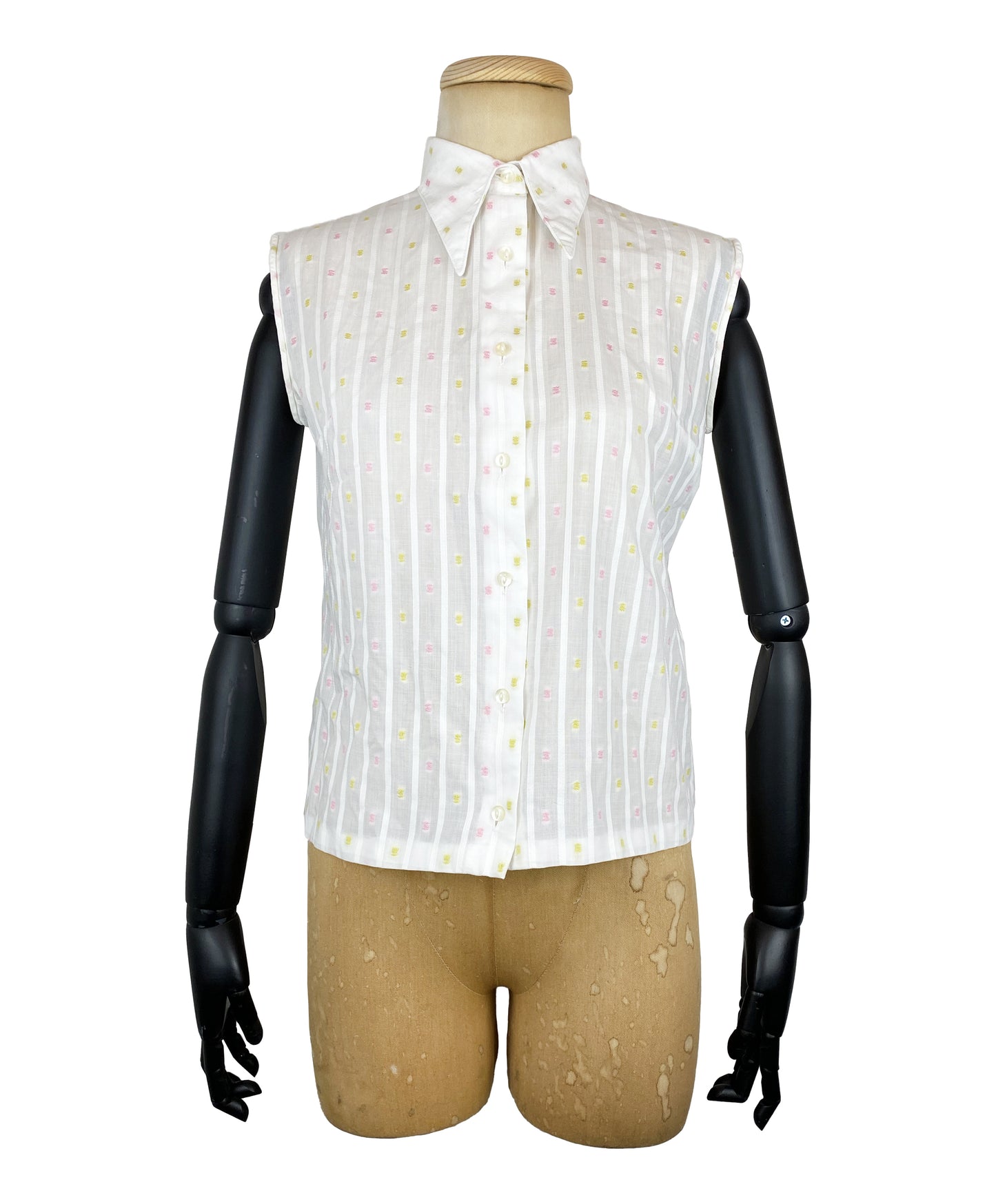 1960s Embroidered Cotton Sleeveless Shirt (S)