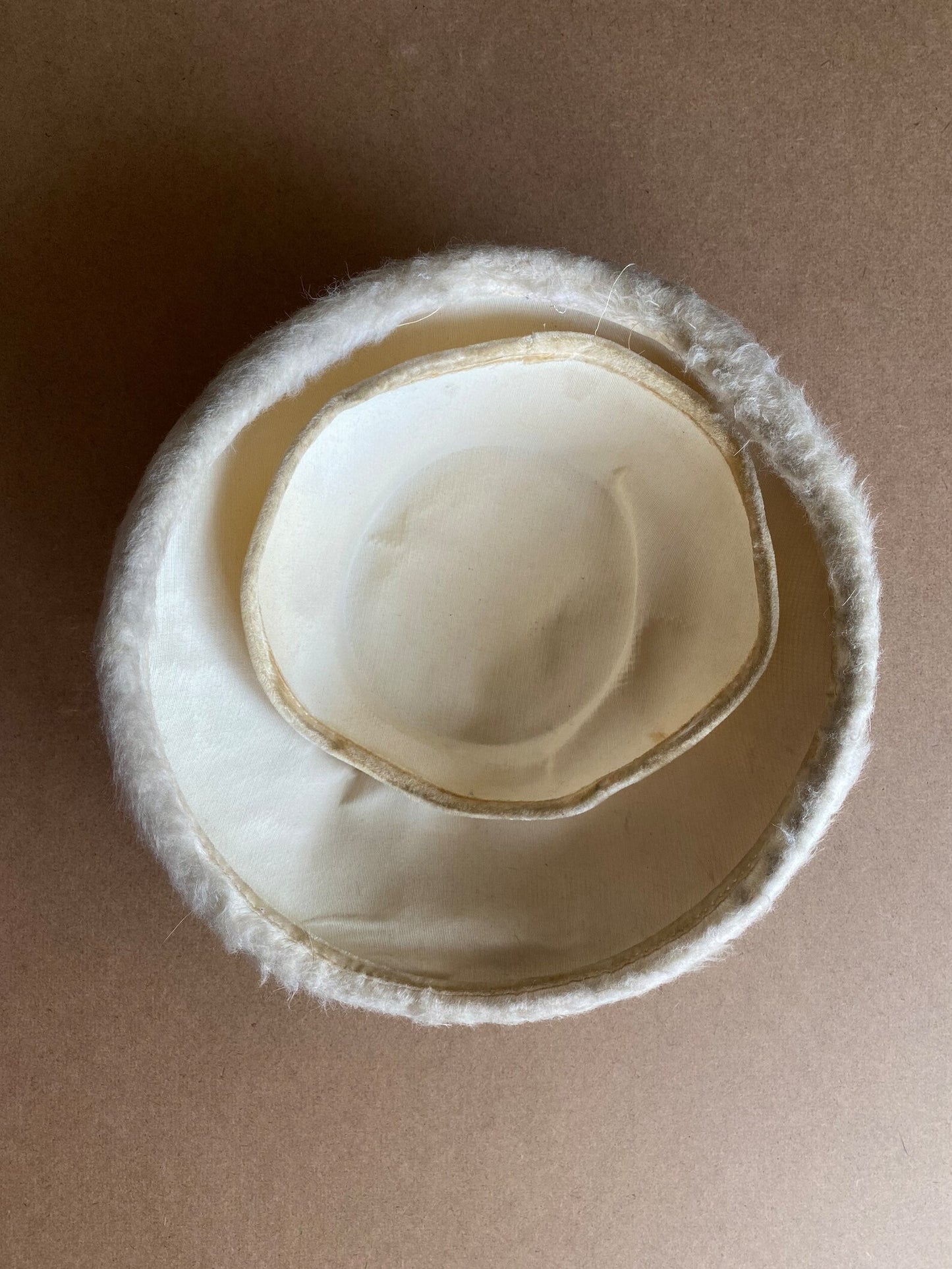 1950s Beige Mohair Tassel Plate Hat (S)