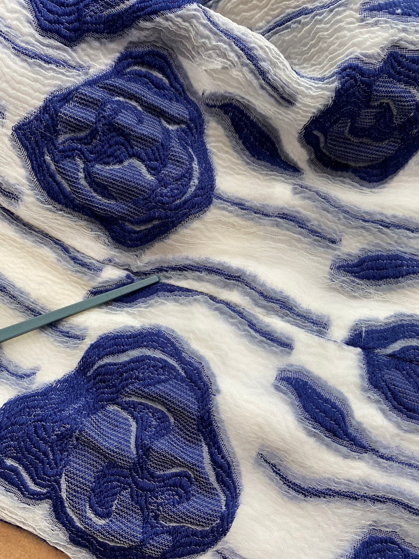 1960s Blue Floral Cocktail Dress (XS)