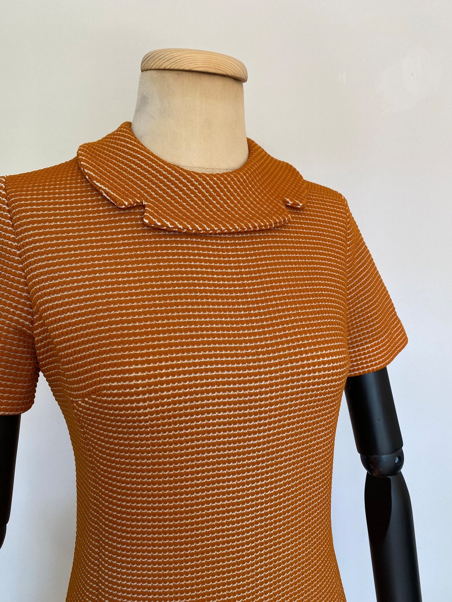 1960s Orange High-Collar Mod Dress (M)