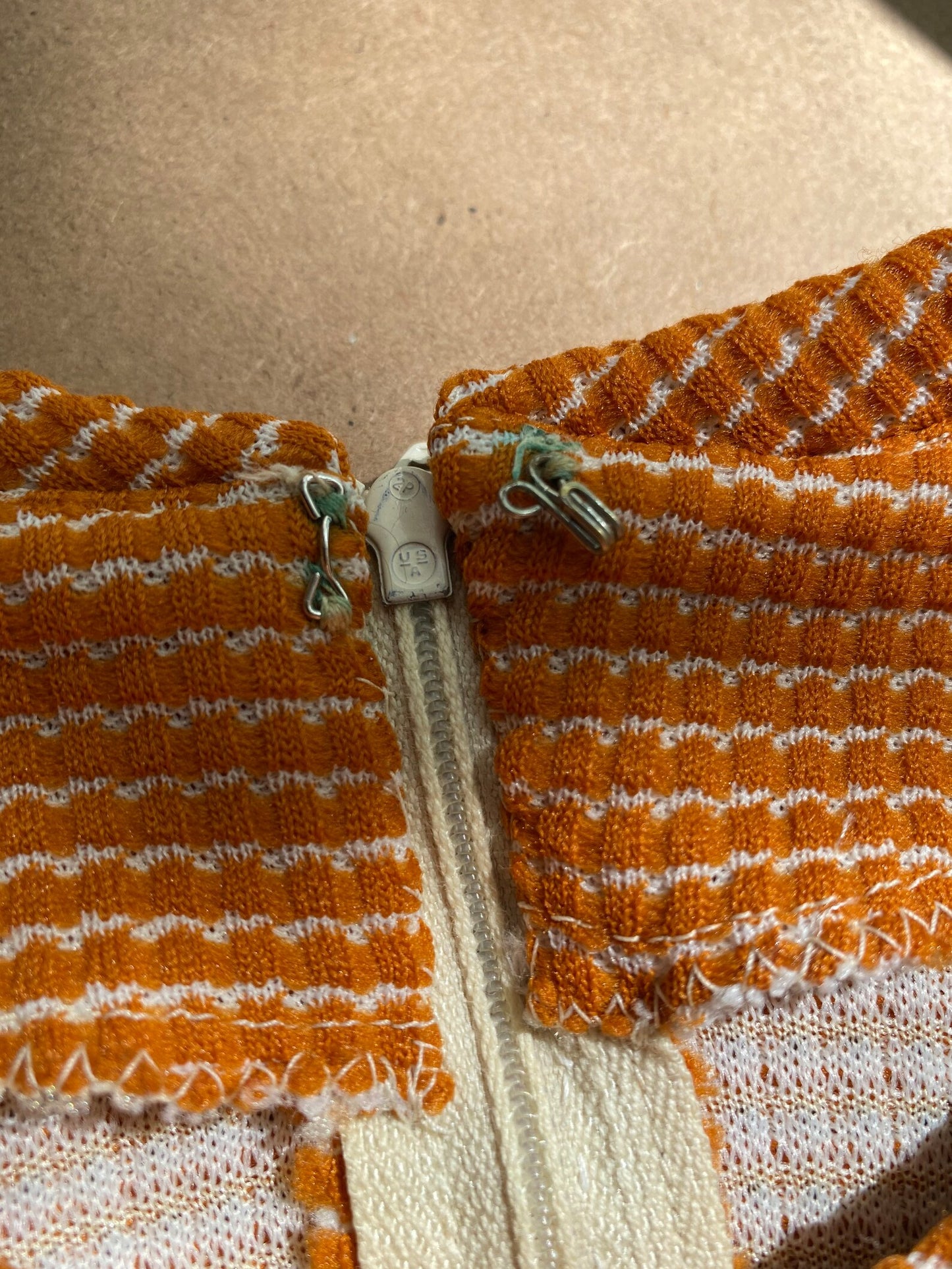 1960s Orange High-Collar Mod Dress (M)