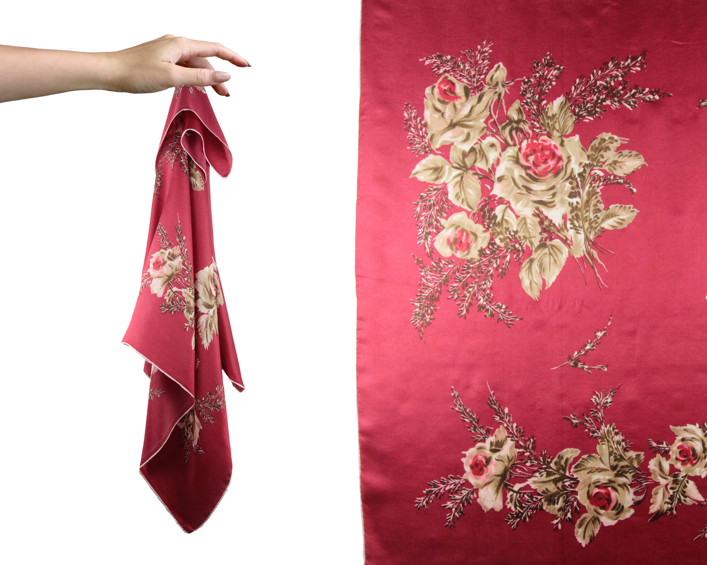 1980s Floral Large Square Scarf