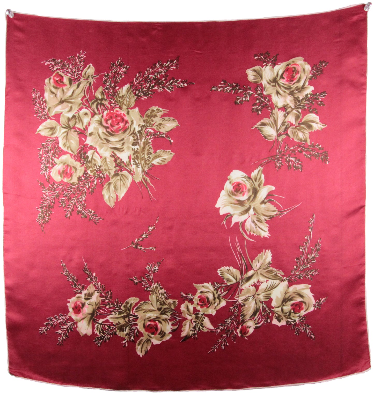 1980s Floral Large Square Scarf