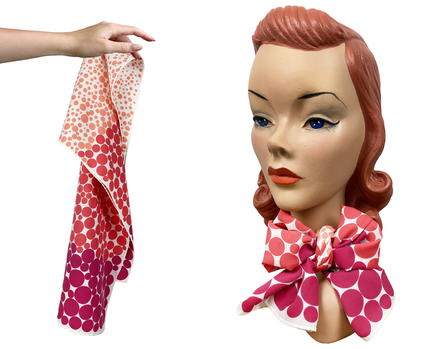 1960s Pink Polka Dots Scarf