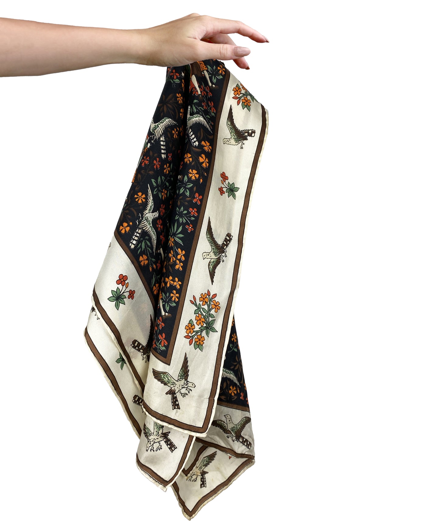 1960s Novelty Medieval Print Scarf by Anne Klein
