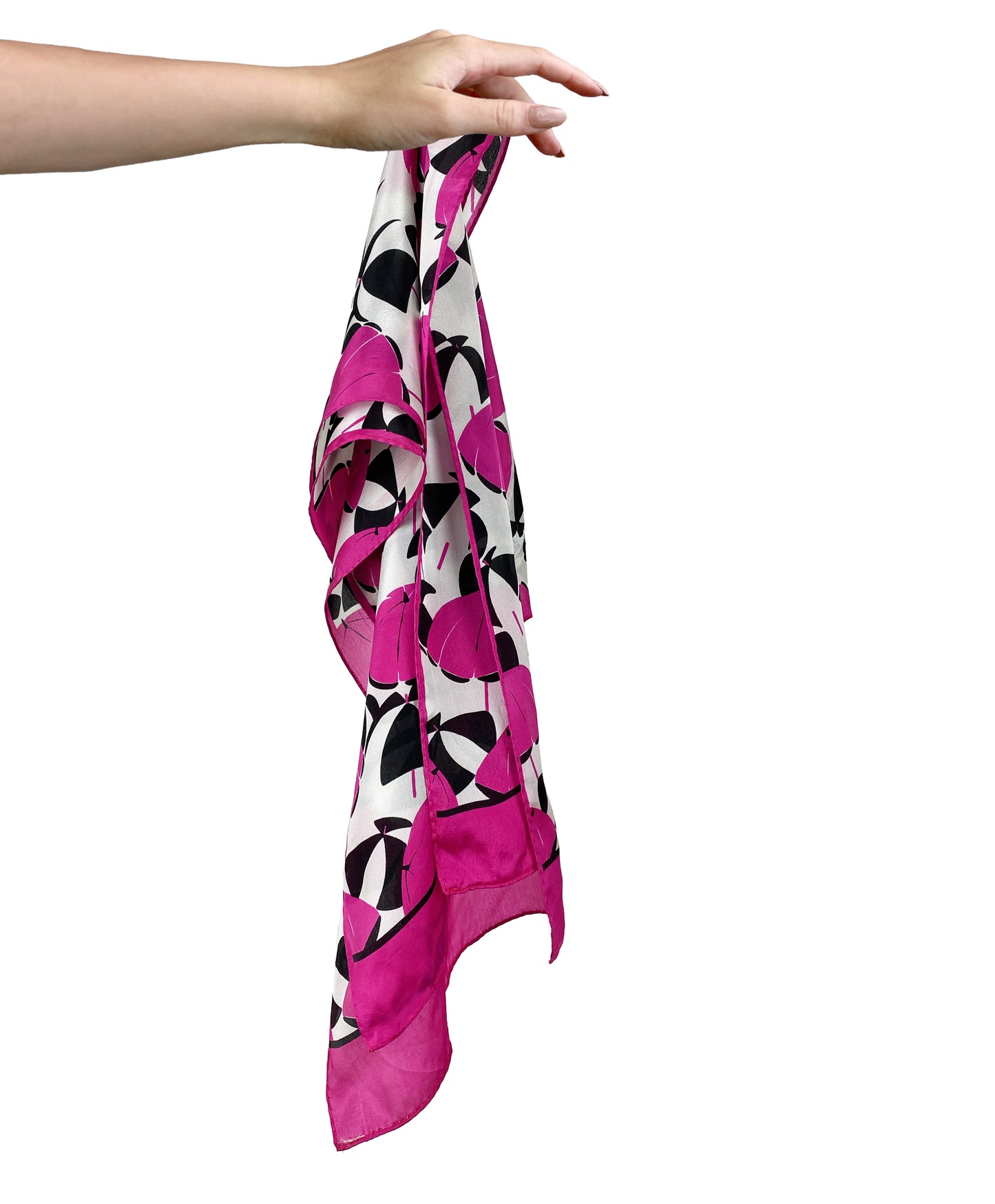 1980s Magenta Umbrella Prints Scarf