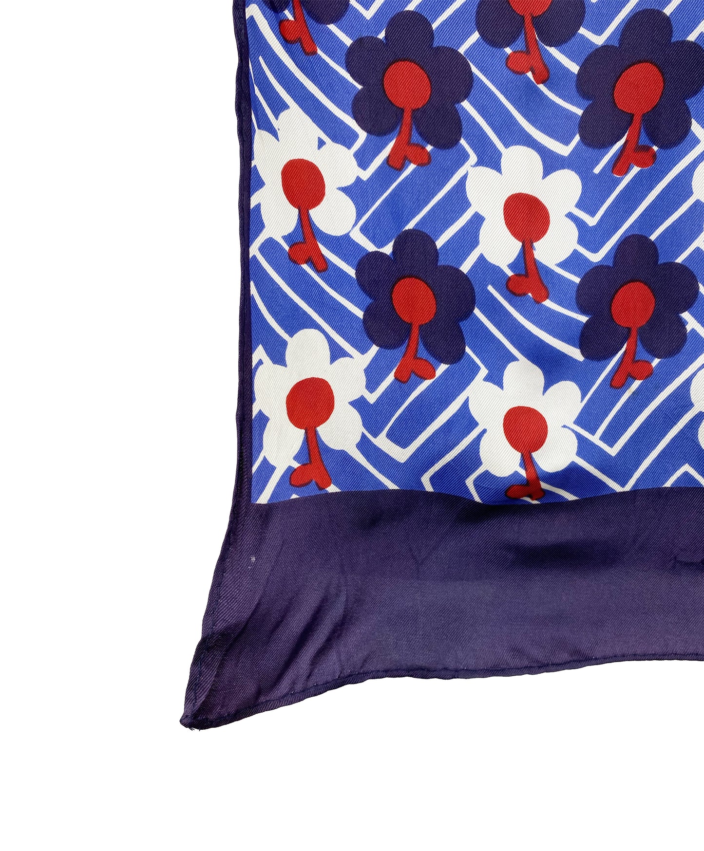 1960s Navy & Red Blooming Floral Scarf