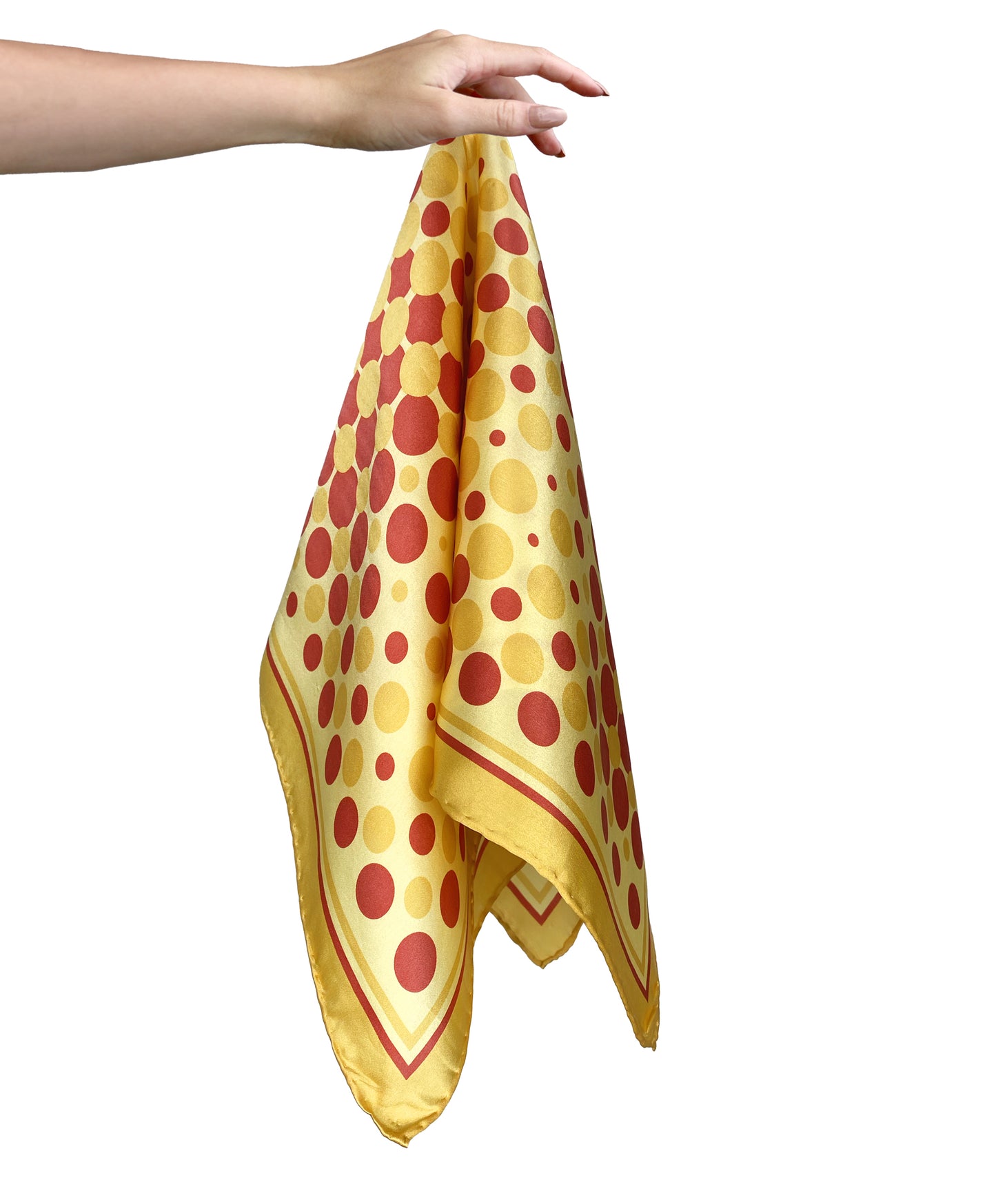 1960s Yellow Polka Dots Silk Scarf