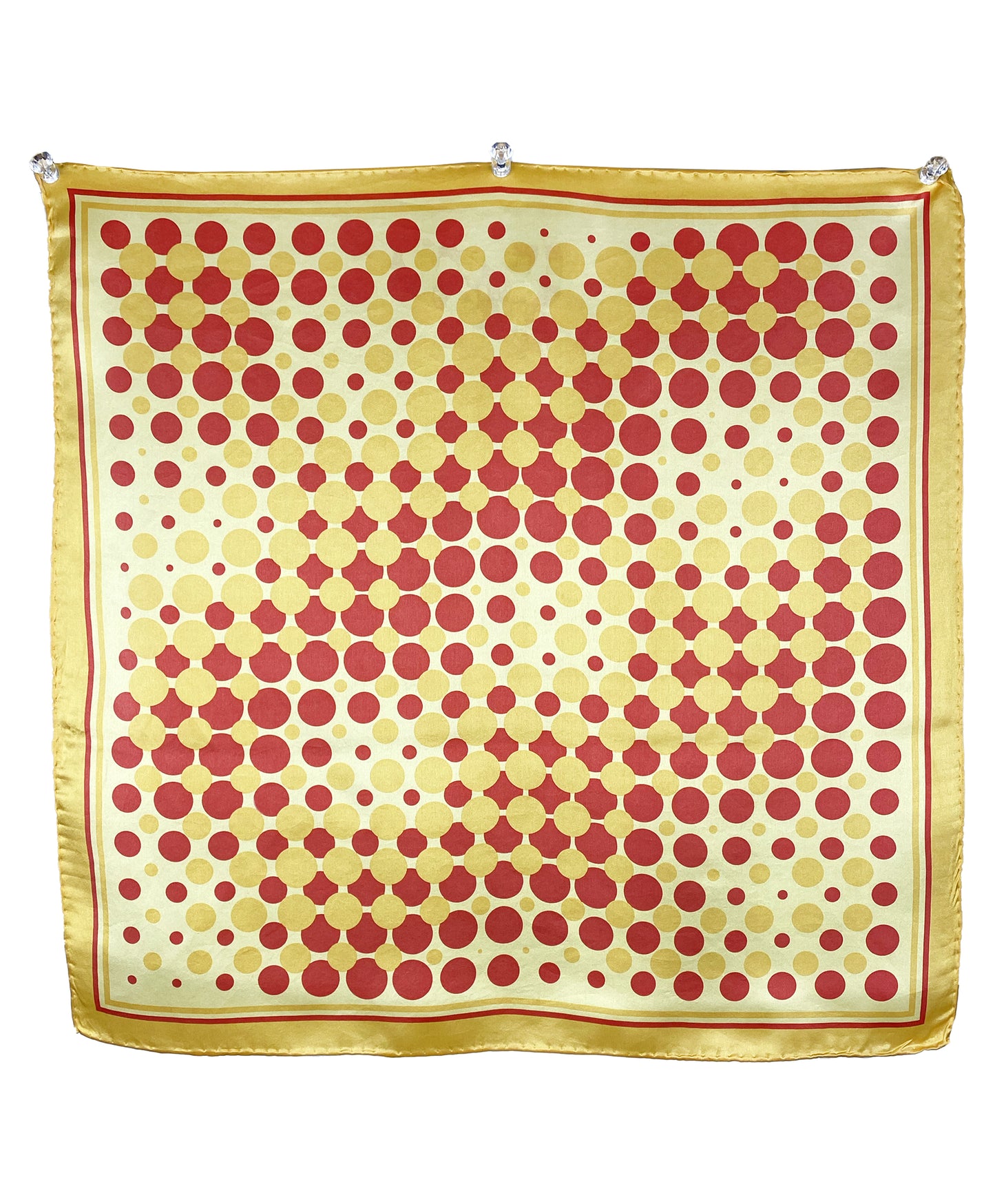 1960s Yellow Polka Dots Silk Scarf