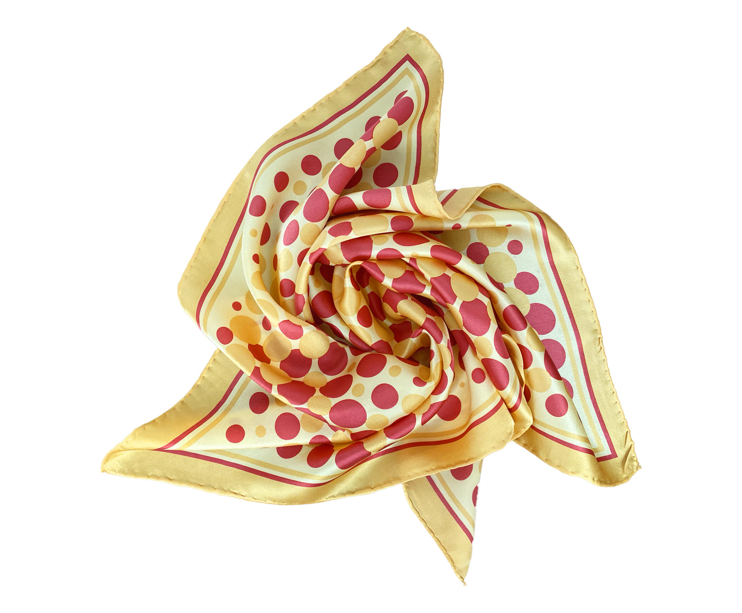 1960s Yellow Polka Dots Silk Scarf