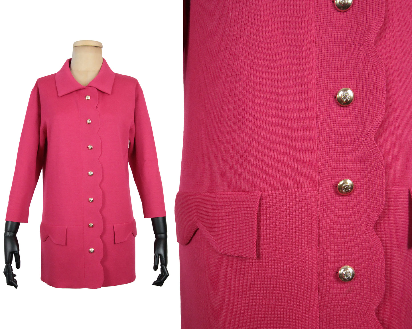 1960s Magenta Scallop Edge Cardigan (M)