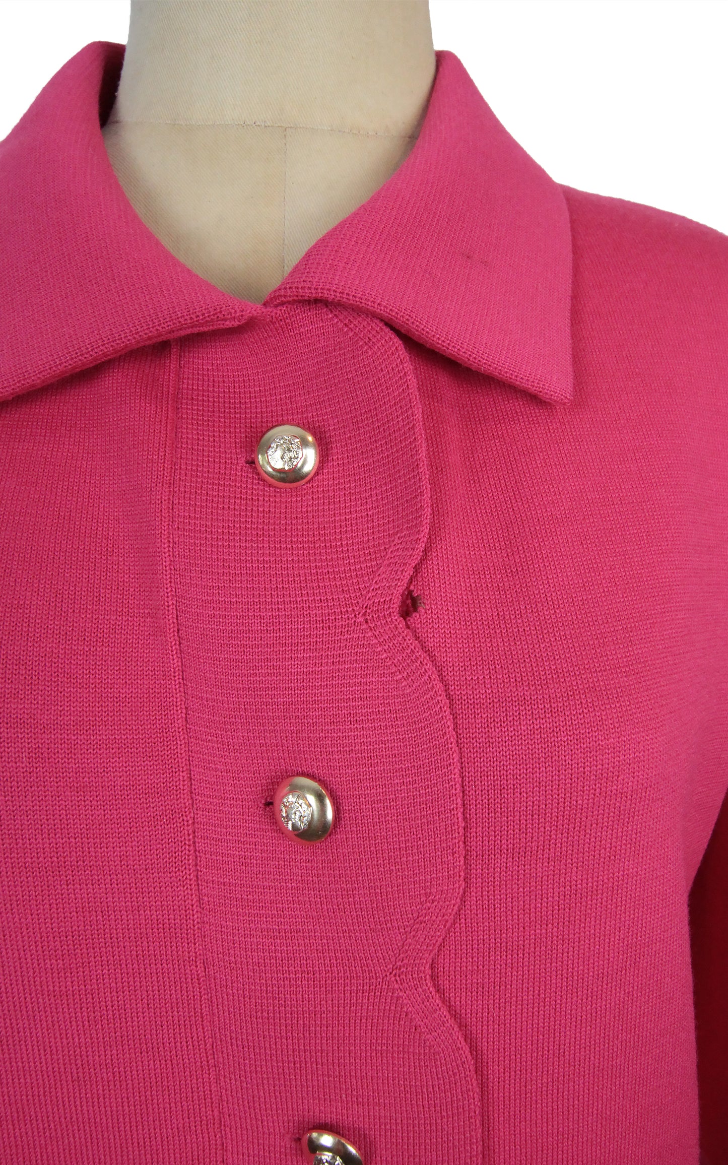 1960s Magenta Scallop Edge Cardigan (M)