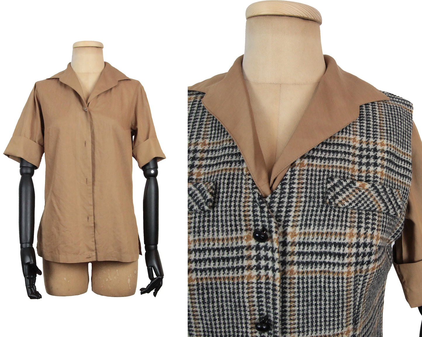 1950s Casual Brown Shirt (M)
