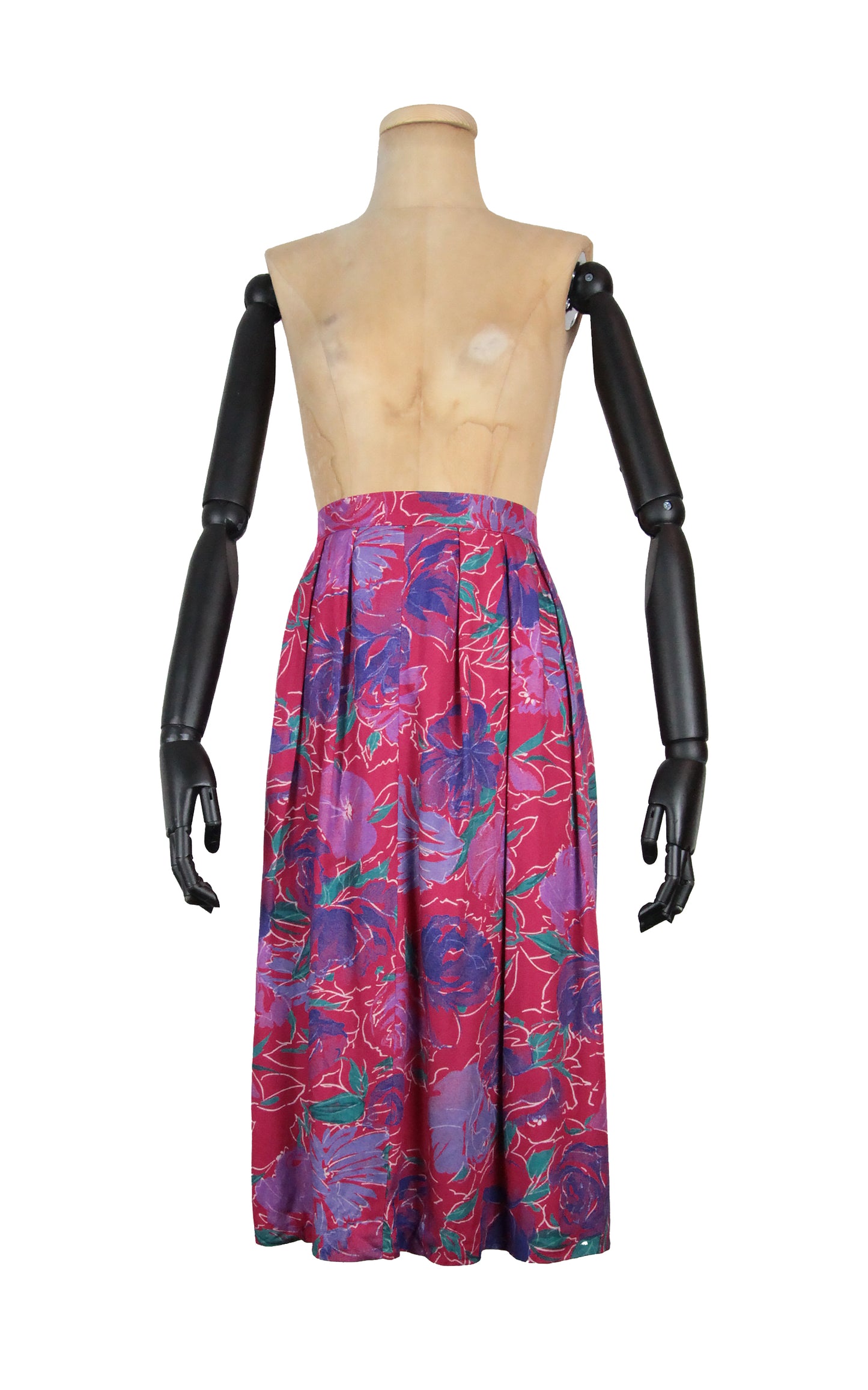 1960s Pink Floral Skirt (S)