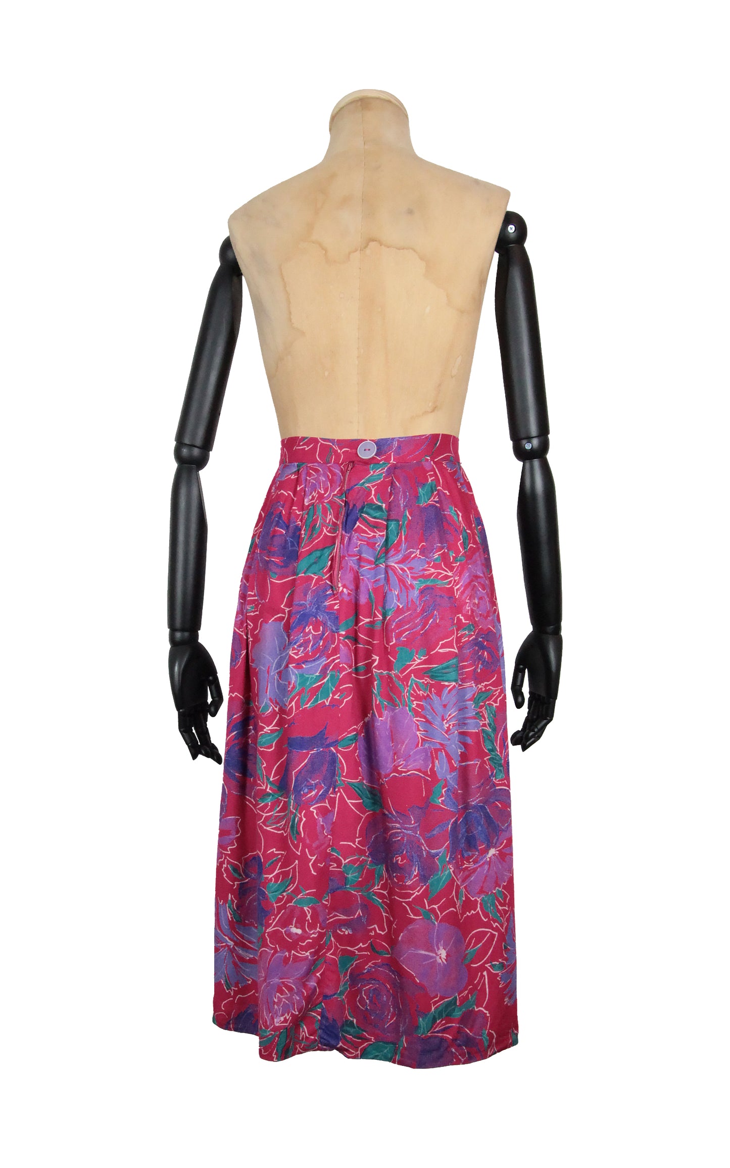 1960s Pink Floral Skirt (S)