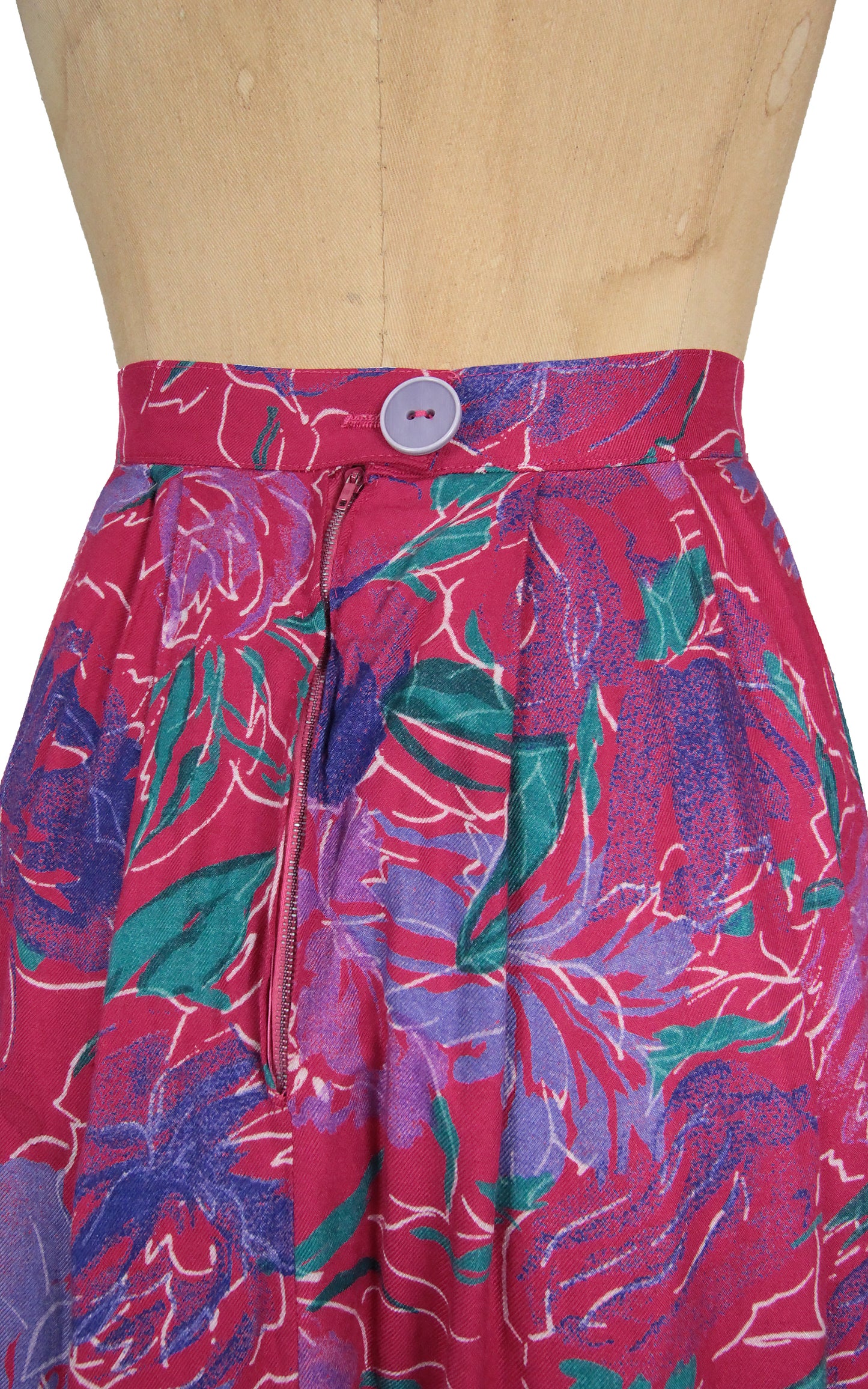 1960s Pink Floral Skirt (S)