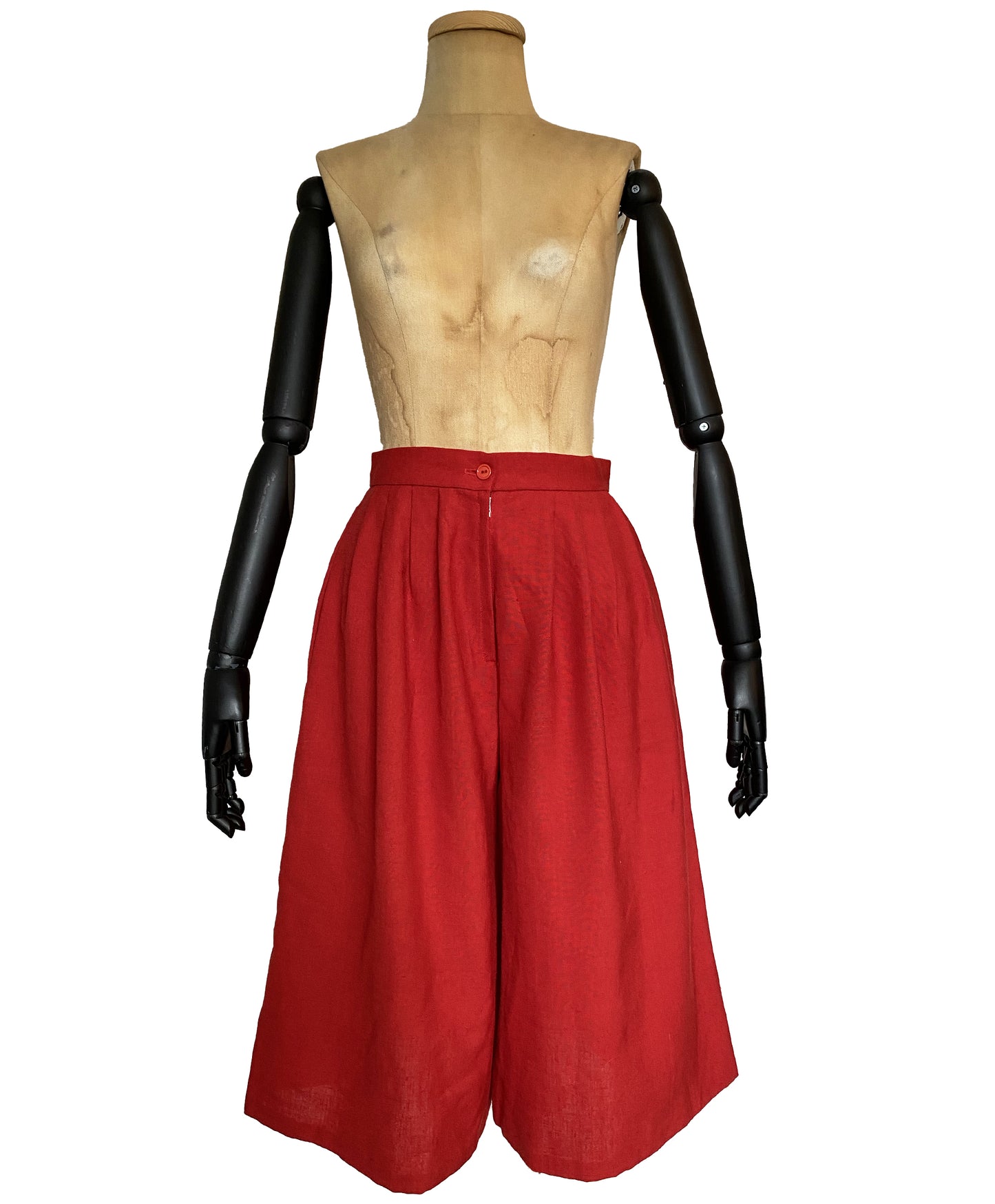 1970s Red High Waist Shorts Culottes (S)
