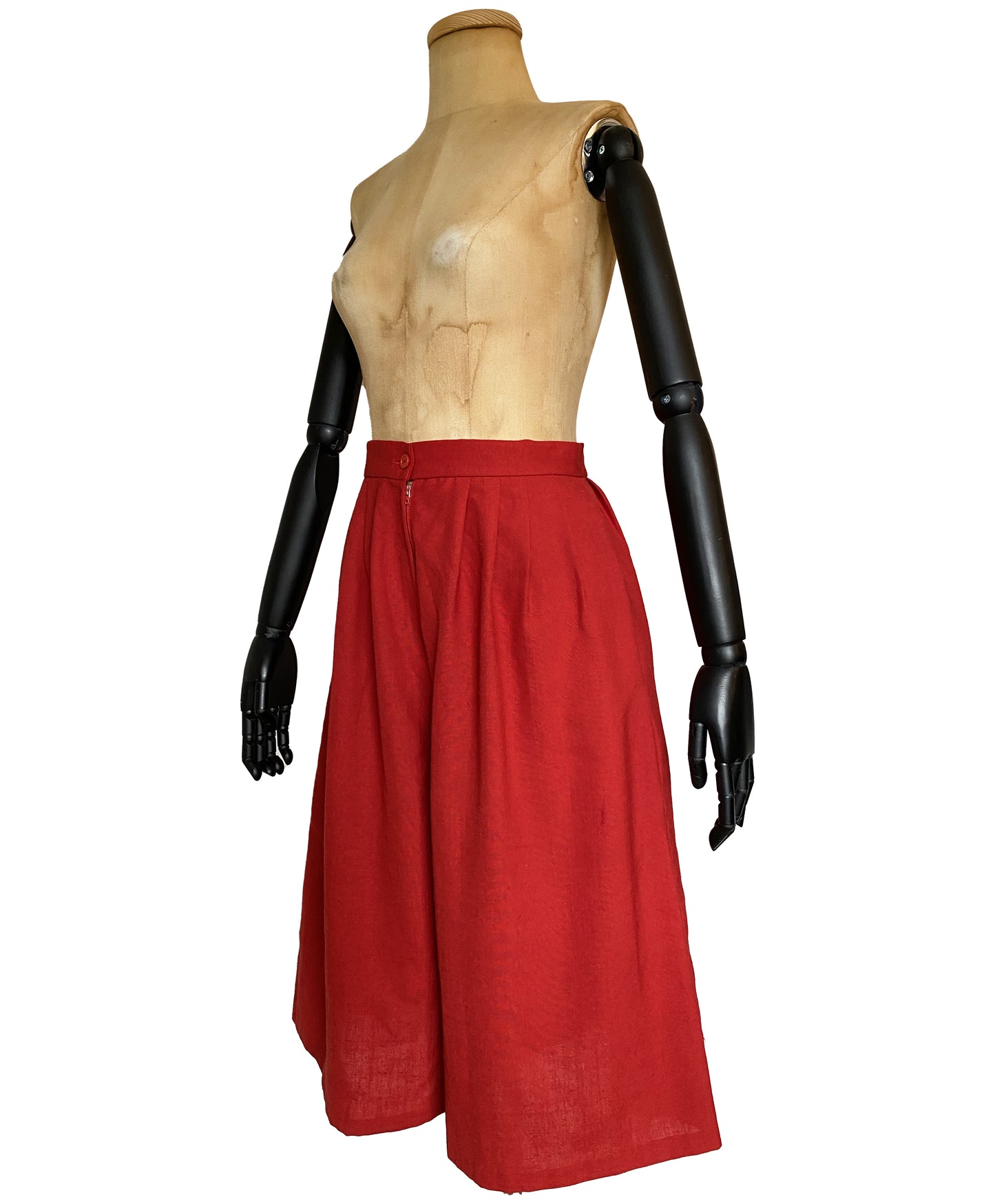 1970s Red High Waist Shorts Culottes (S)