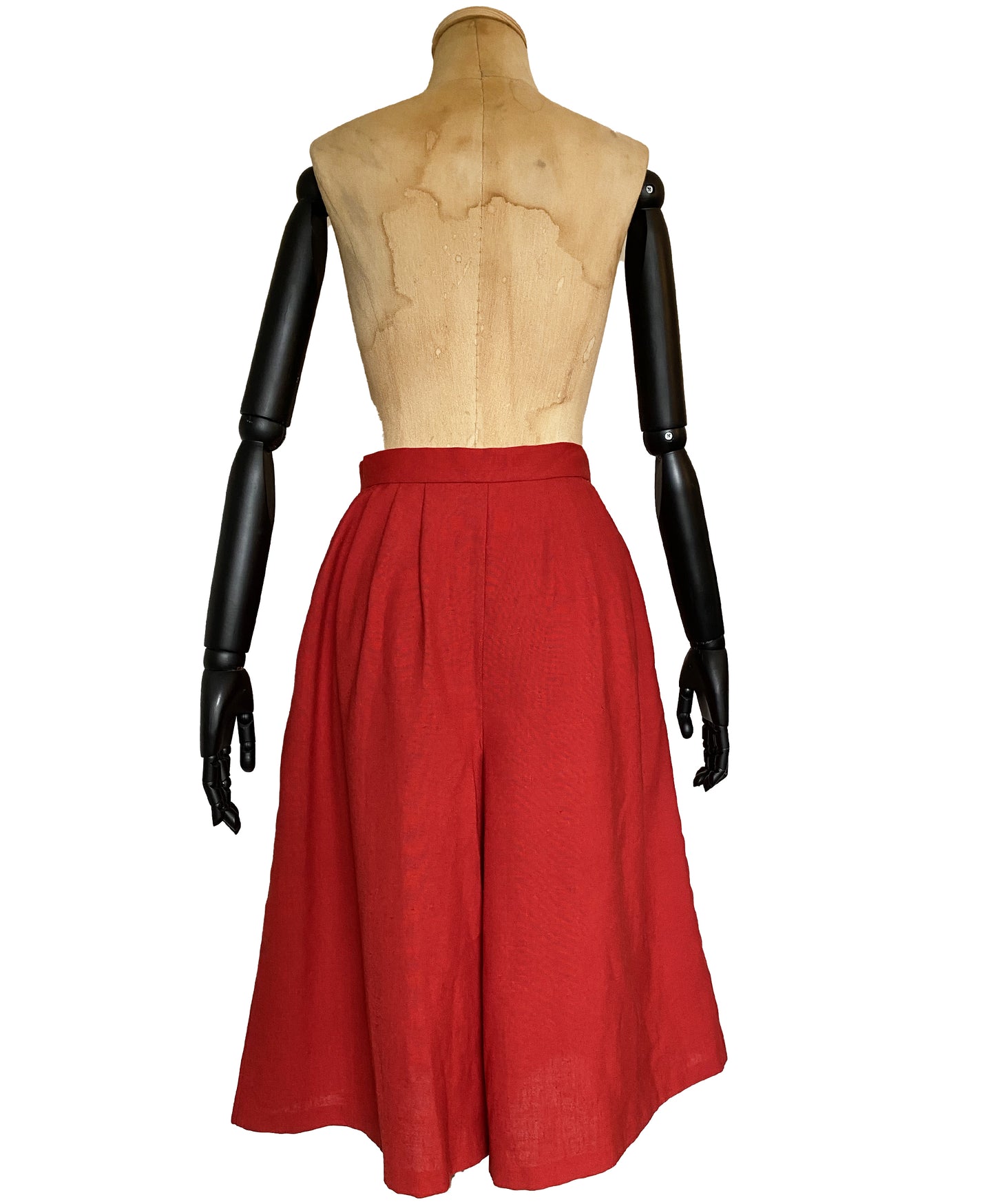 1970s Red High Waist Shorts Culottes (S)