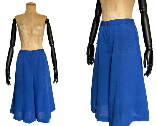 1970s Blue Wide Leg Shorts Culottes (S/M)