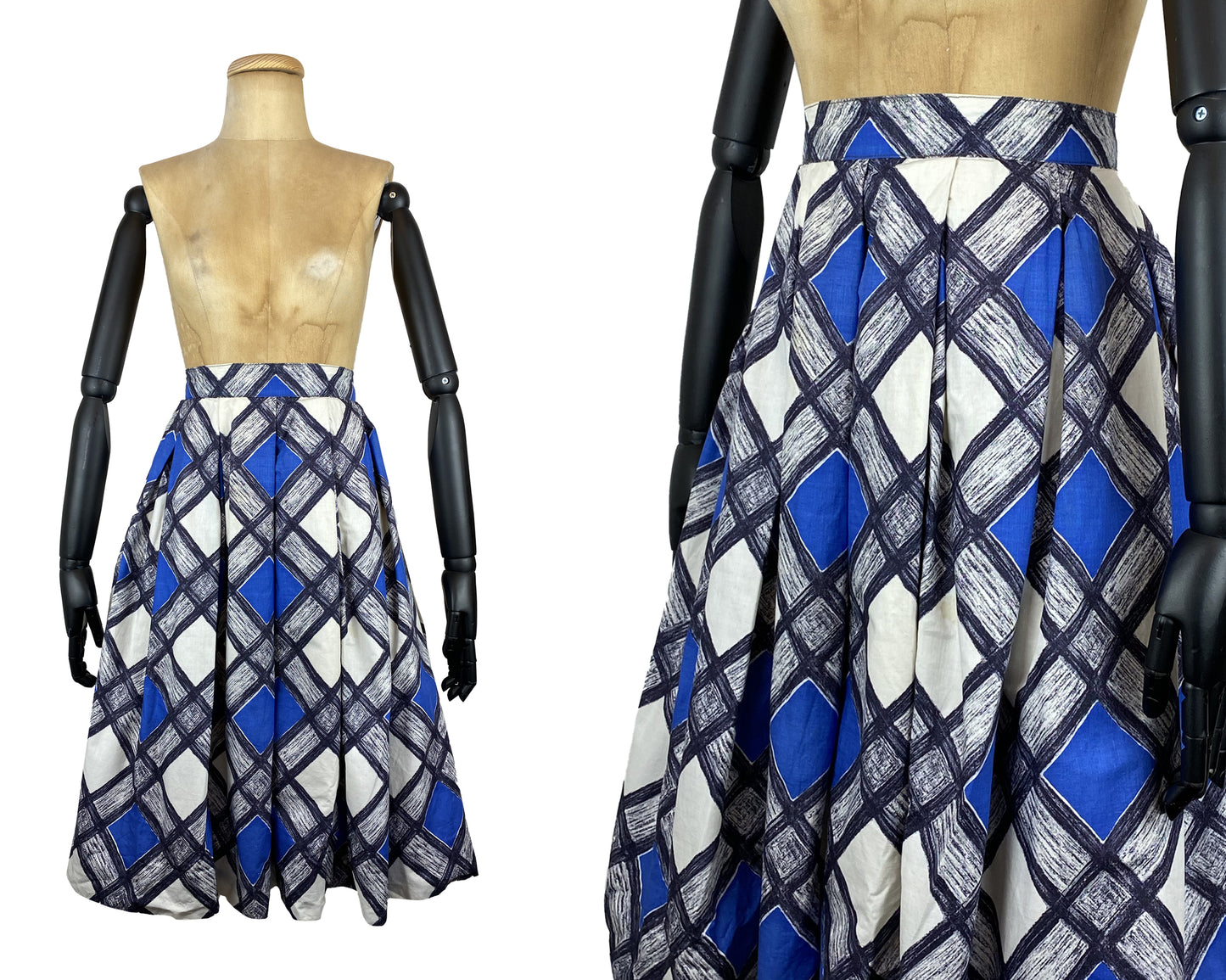 1950s Diamond Check Novelty Skirt (XS)
