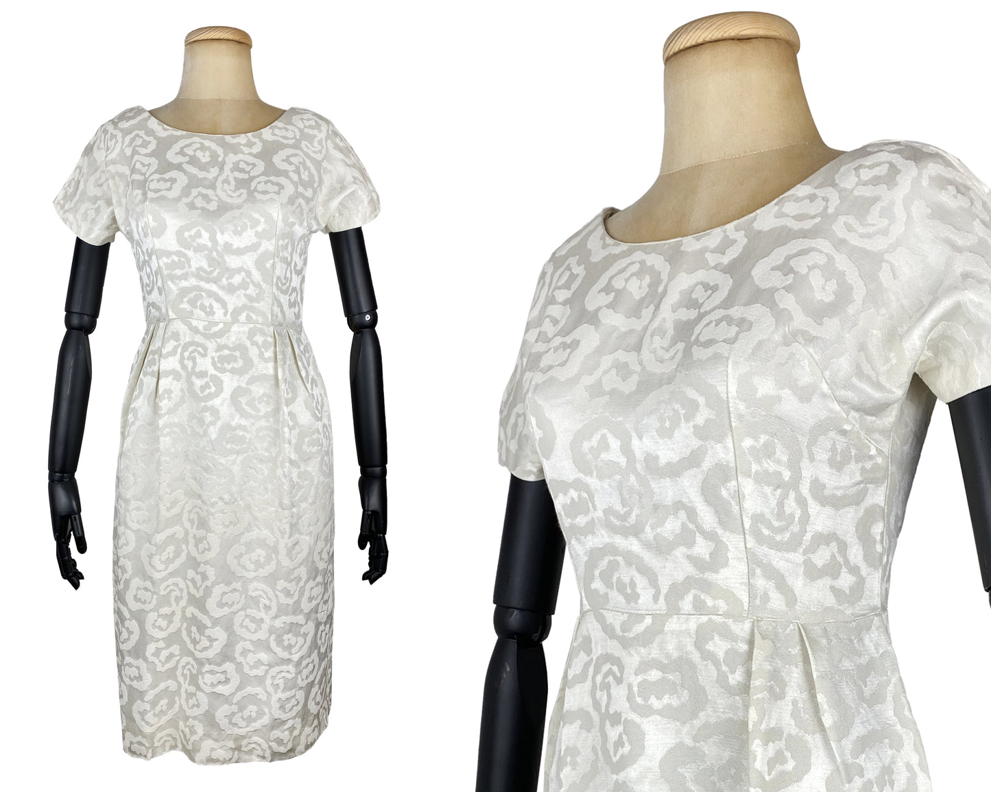 1950s White Sheath Wedding Dress (XS)