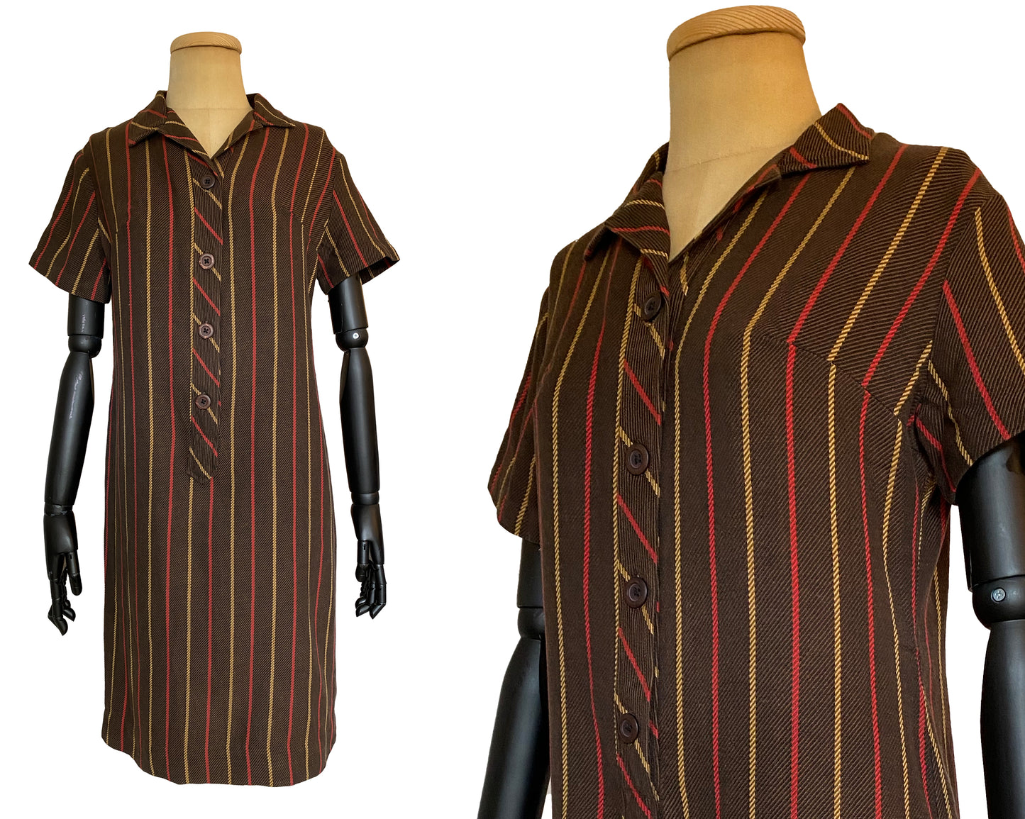 1960s Brown Stripe Dress (L)