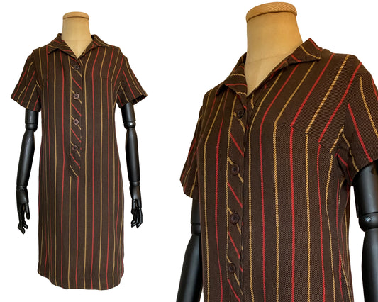 1960s Brown Stripe Dress (L)