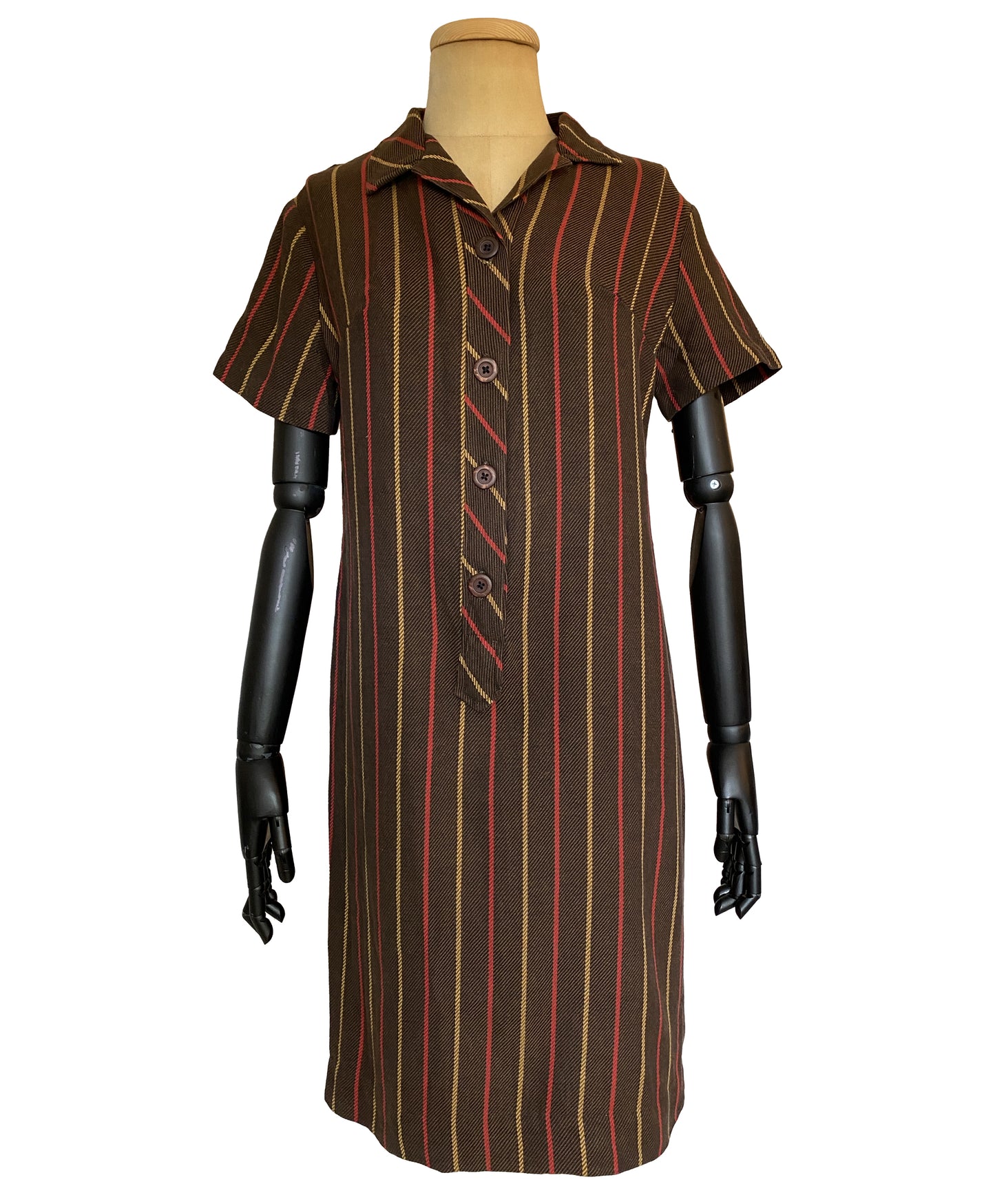 1960s Brown Stripe Dress (L)