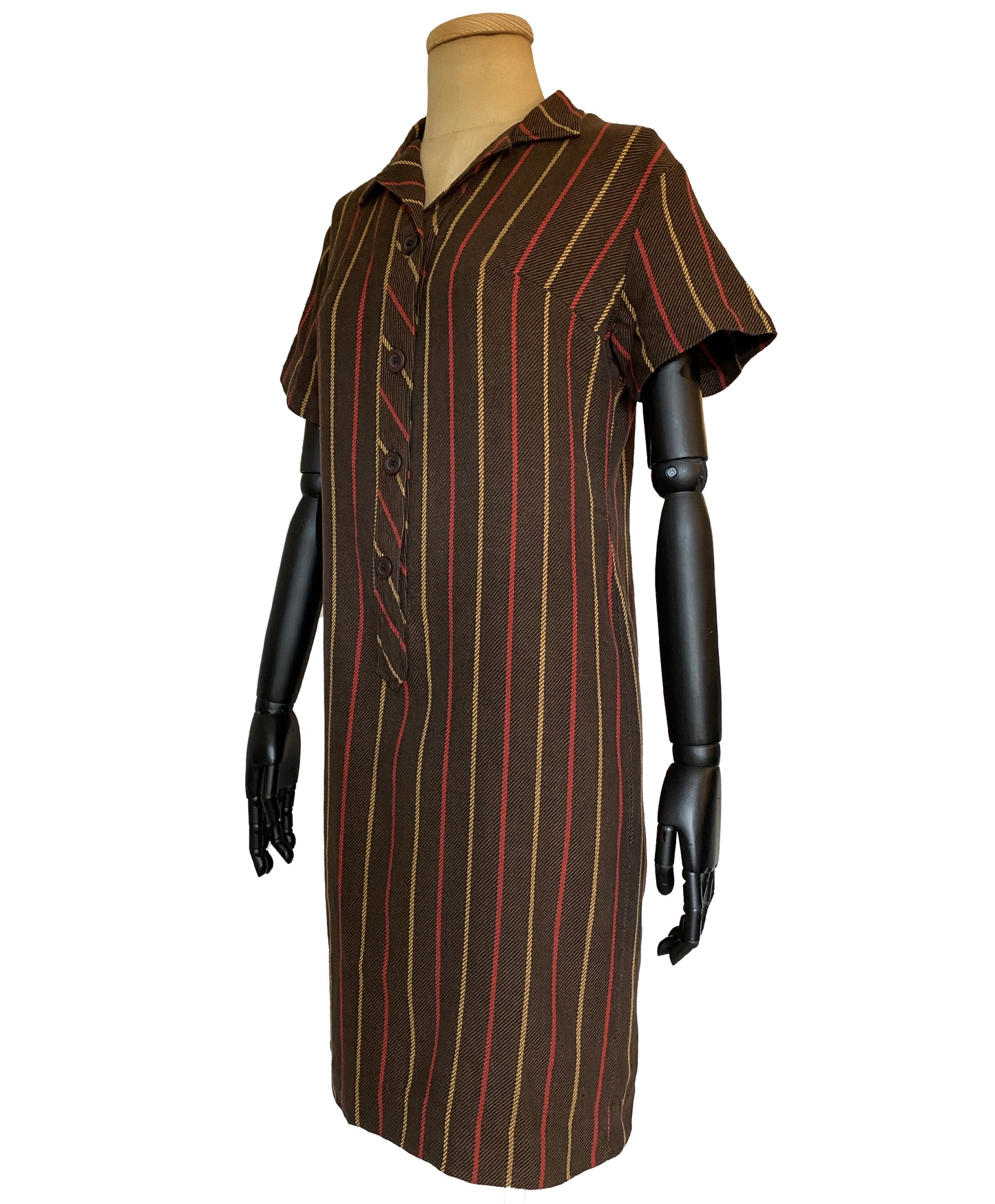 1960s Brown Stripe Dress (L)