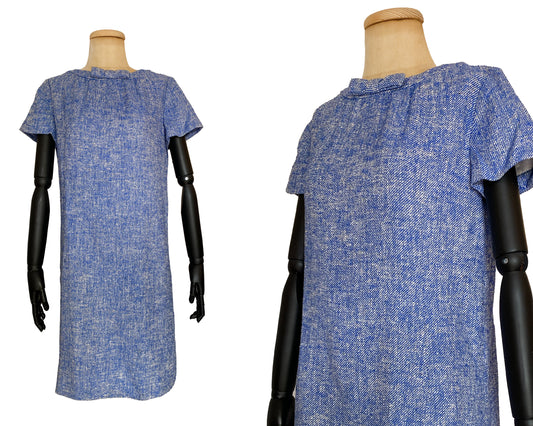 1960s Blue Twill Shift Dress (L-XL)