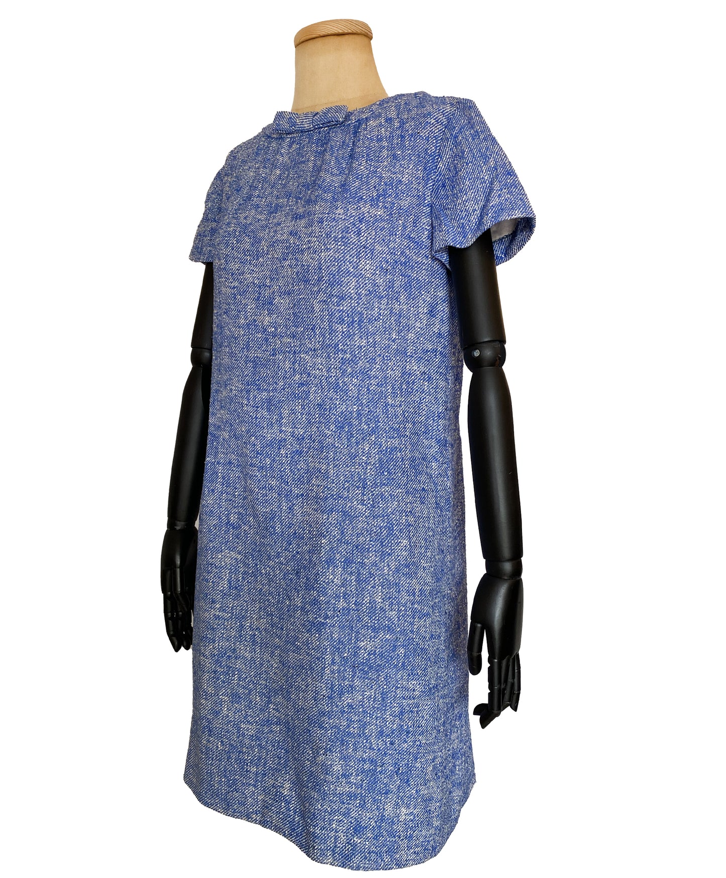1960s Blue Twill Shift Dress (L-XL)