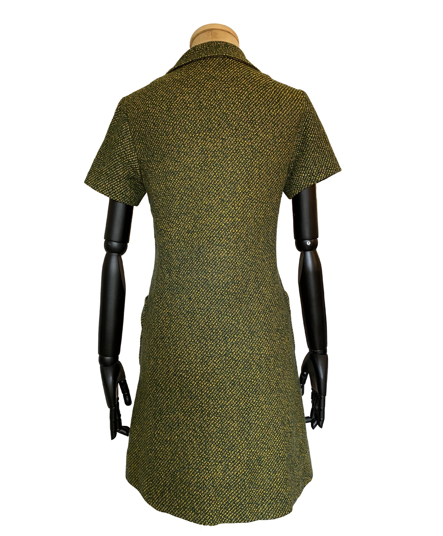 1960s Green Tweed Mod Shirt Dress (M)