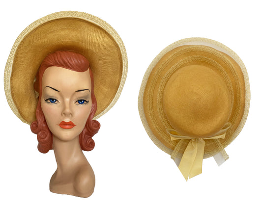 1950s Wide Brim Sun Hat (S-M)