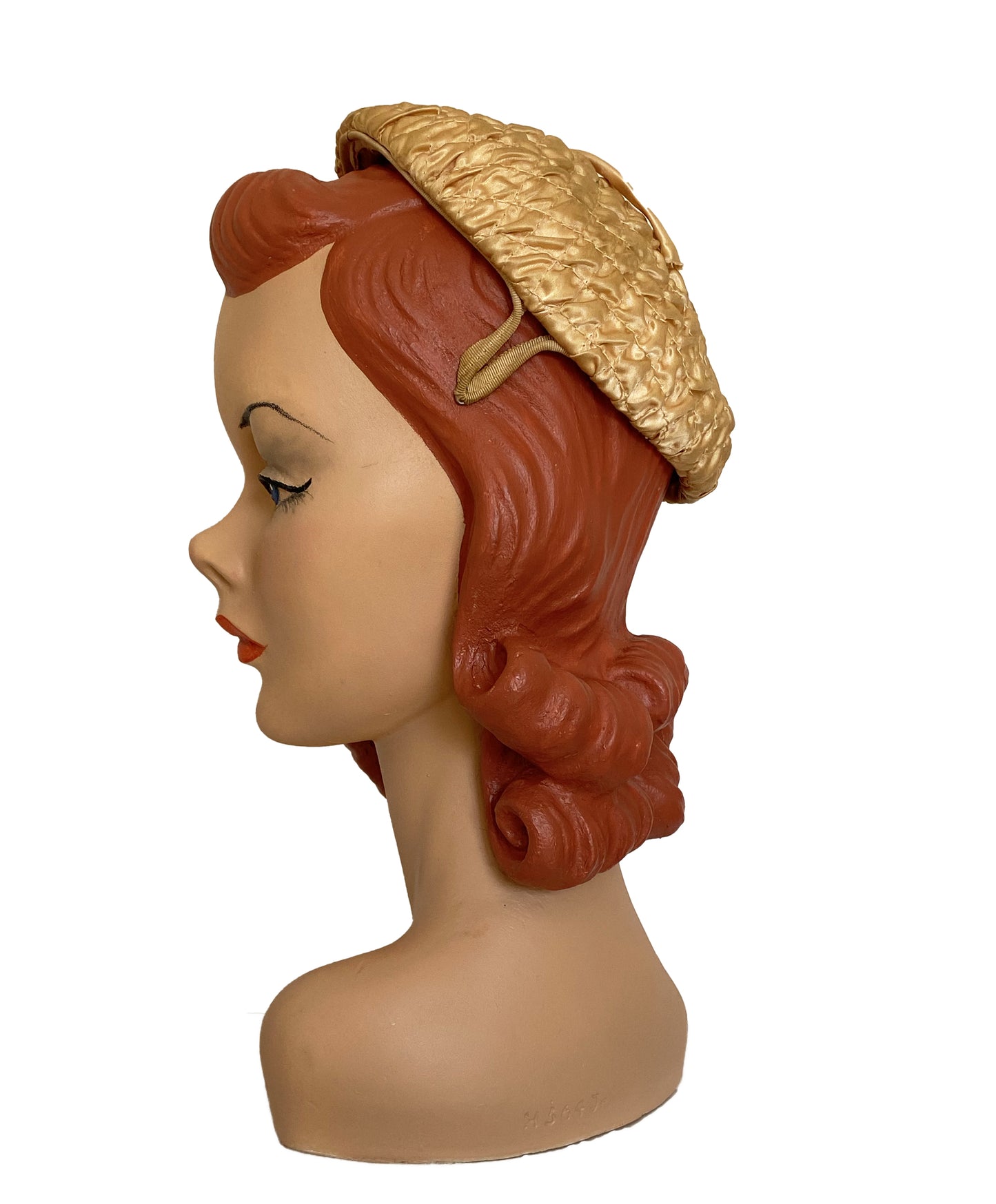 1950s Rhinestone Decor Fabric Hat (S)